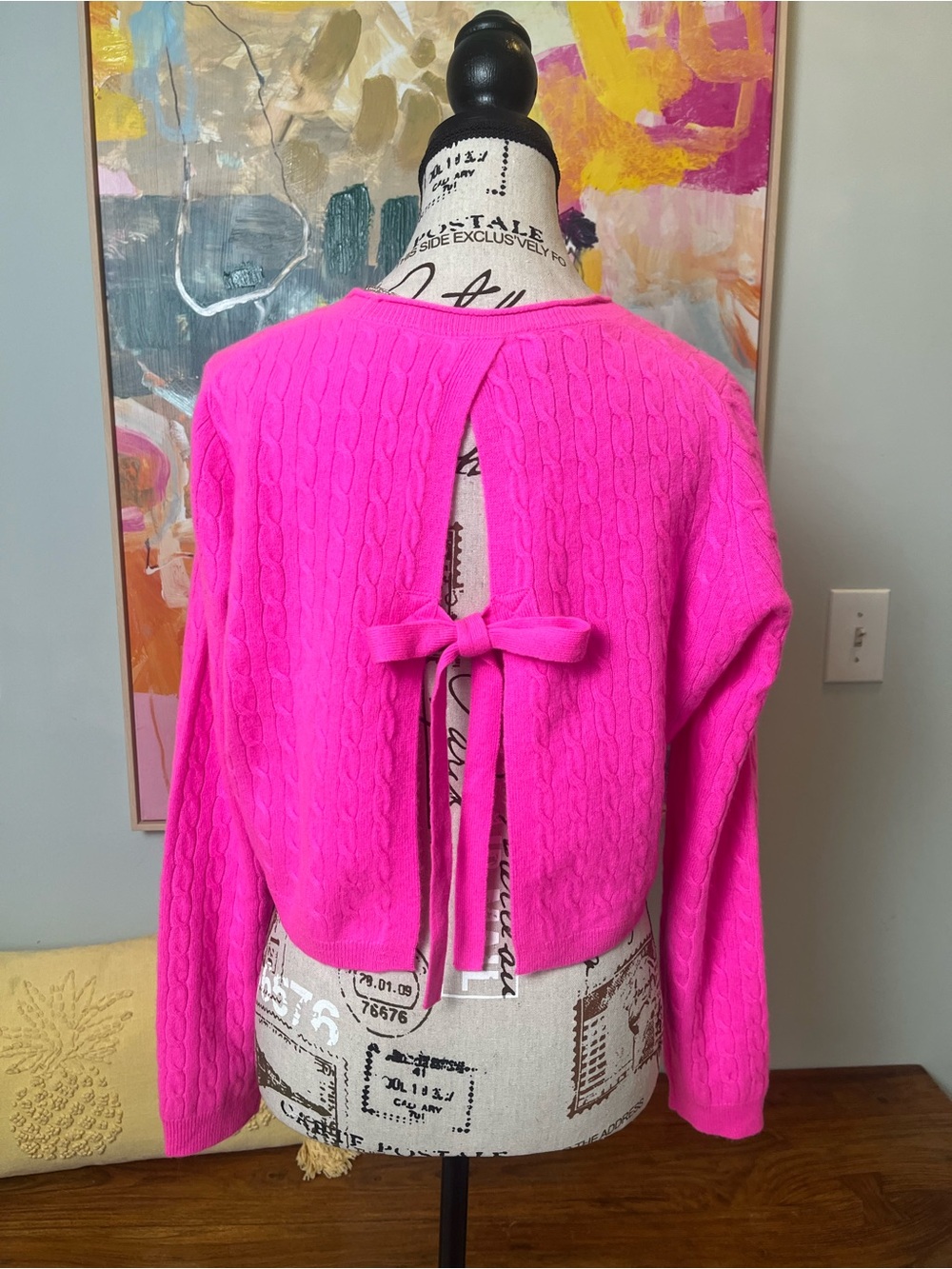 J.Crew Collection Cashmere Cable-Knit Tie-Back Cropped Sweater NWT